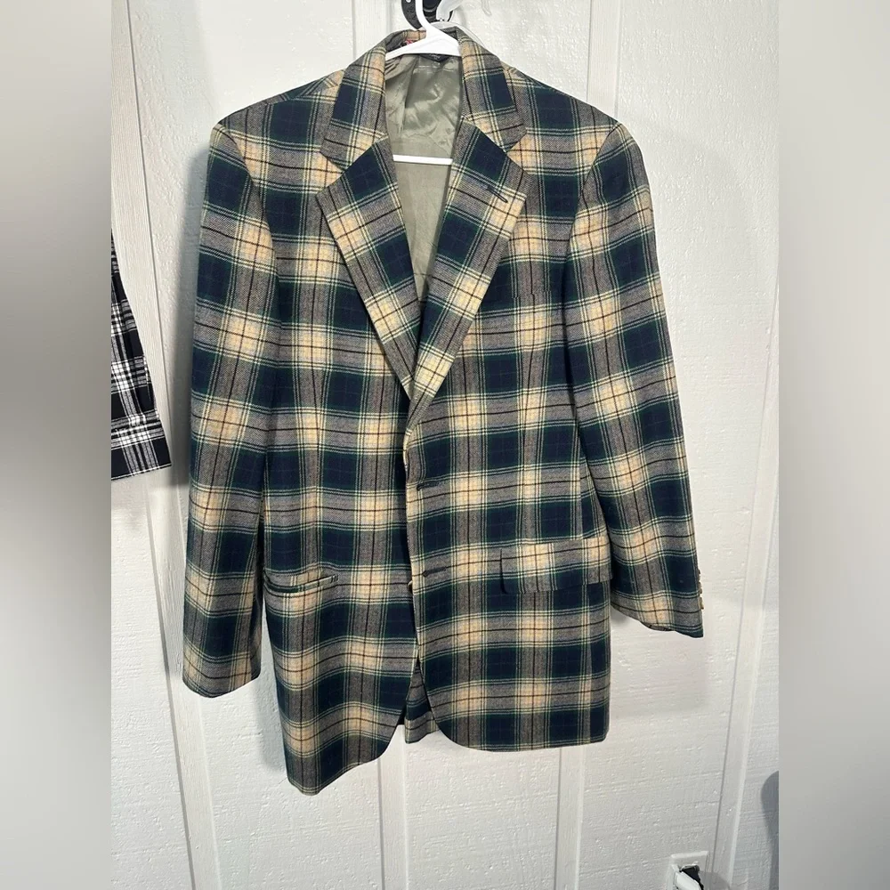 Austin Reed Vintage Virgin Wool Blue and Tan Men’s Blazer No Size EUC